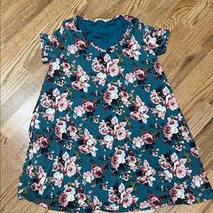 Floral Dress in Teal and Pink